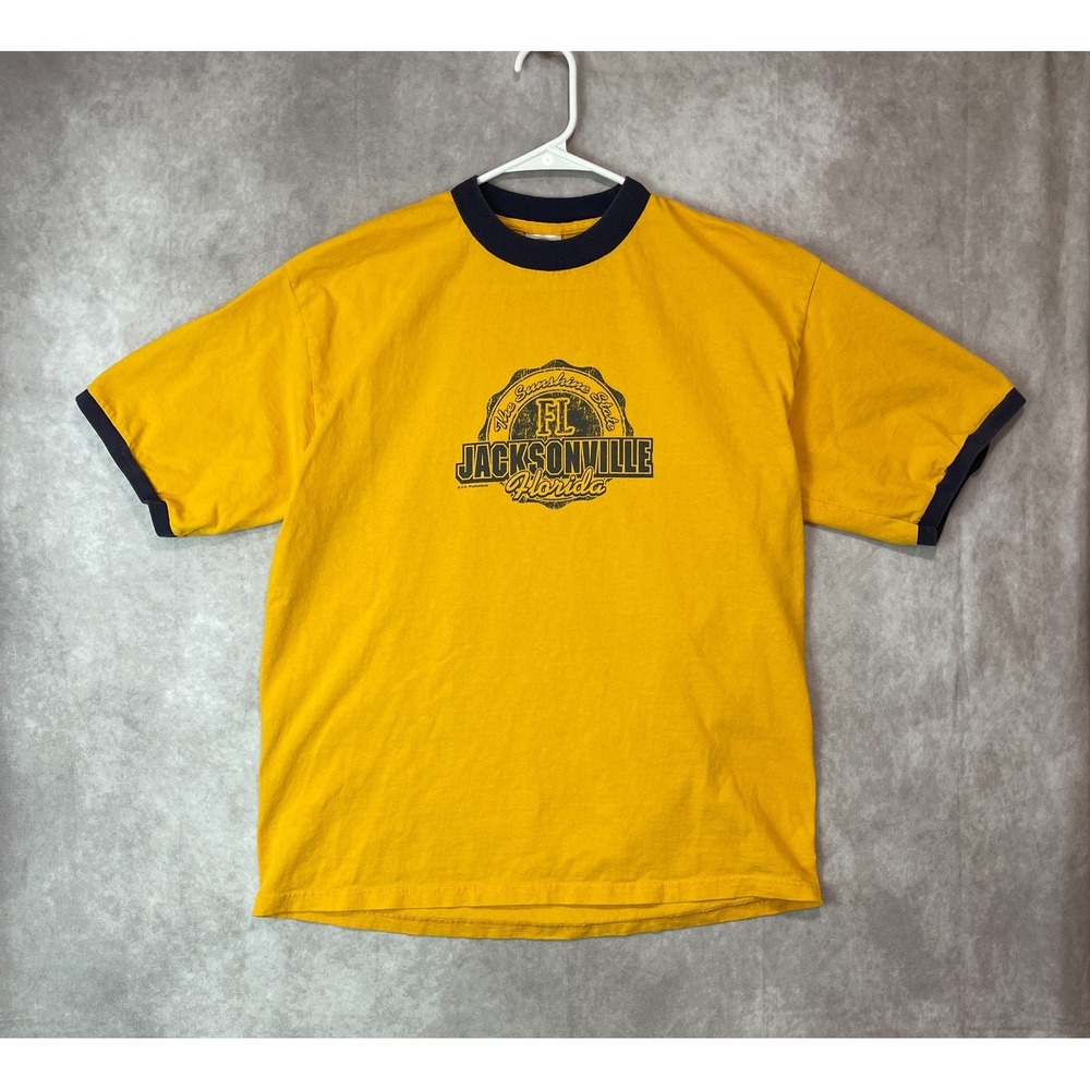 Vintage Sunshine State Shirt Mens Large Jacksonville Florida Yellow Casual Y2K